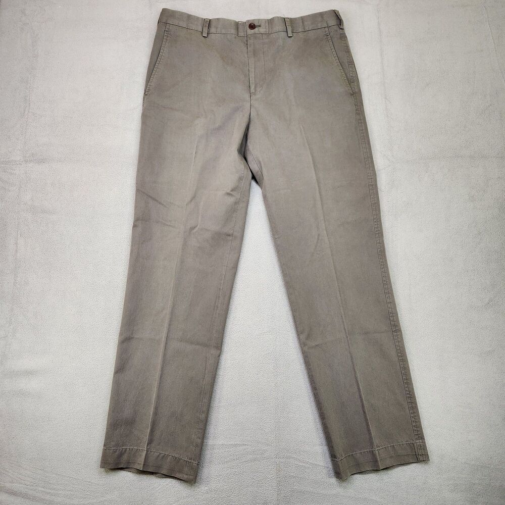 Brooks Brothers Fitzgerald‎ Fit Pants Men's 34x30 Gray Cotton Chinos Flat Slim